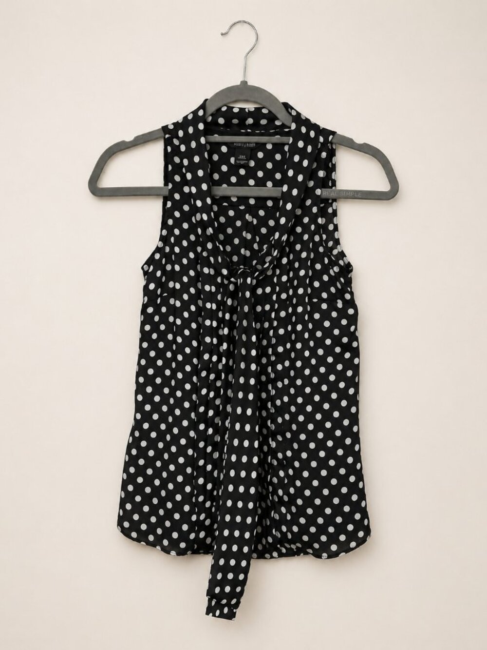 White House Black Market Polka Dot Tie Neck Blouse XXS